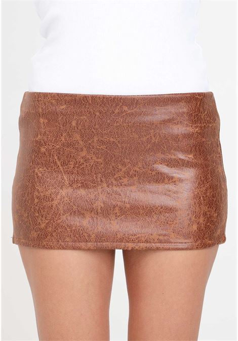 Brown women's mini skirt GLAMOROUS | AN4725BROWN CRACKLED PU